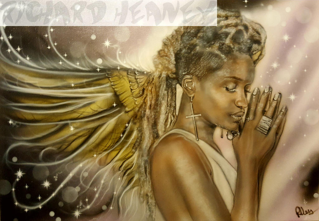 Angelic Dread Angel with dreadlocks airbrushed on canvas. by RichardsAirbrushArt on ...