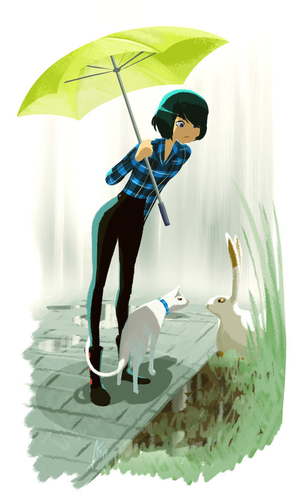 Rabbit In The Rain by andrewk on DeviantArt