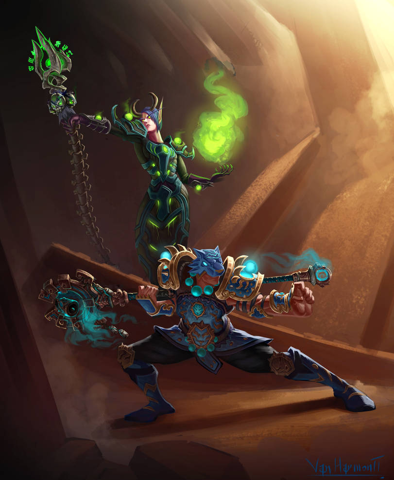 Monk and Warlock by VanHarmontt Monk and Warlock by VanHarmontt