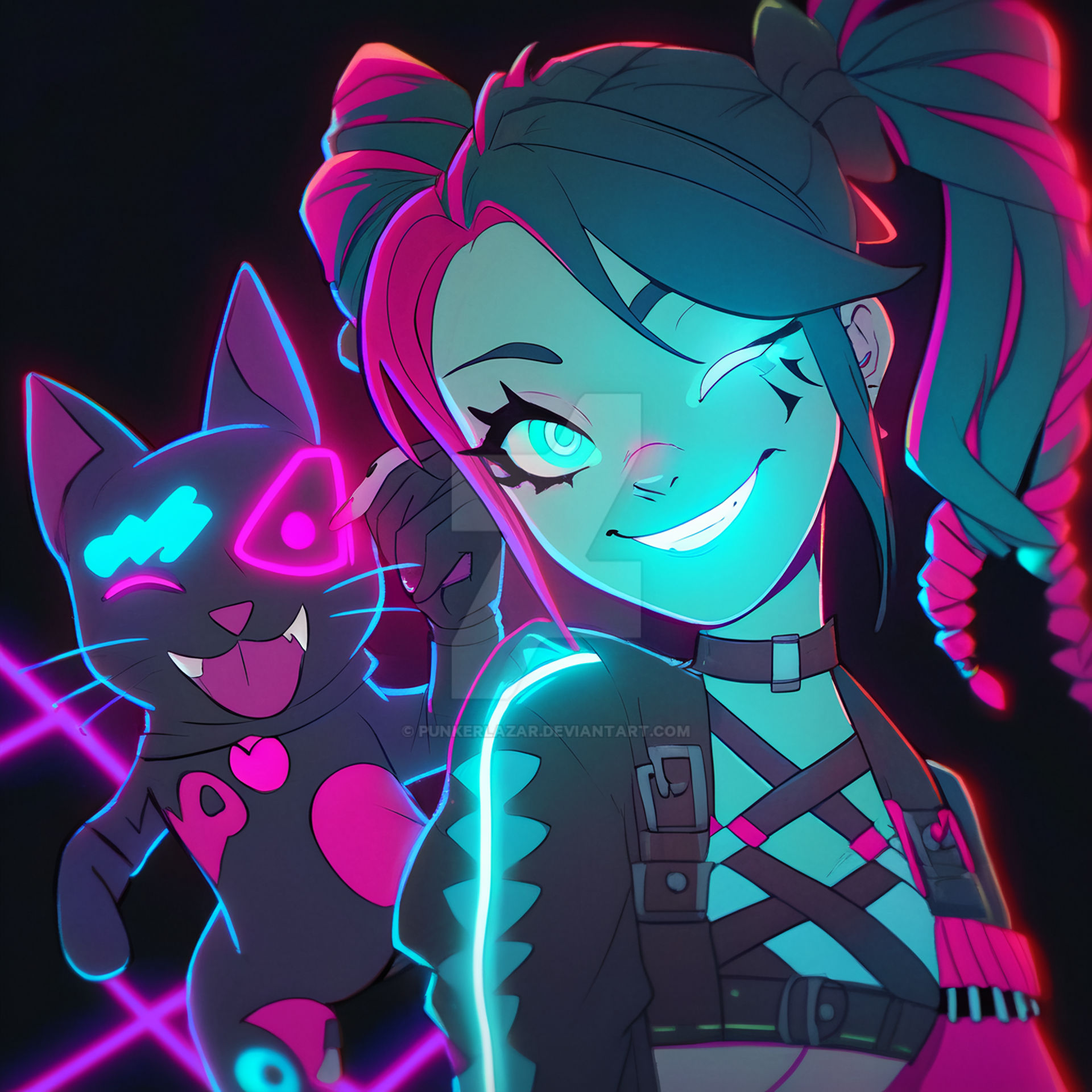 Anime Punk Girl And Cat By Punkerlazar On Deviantart