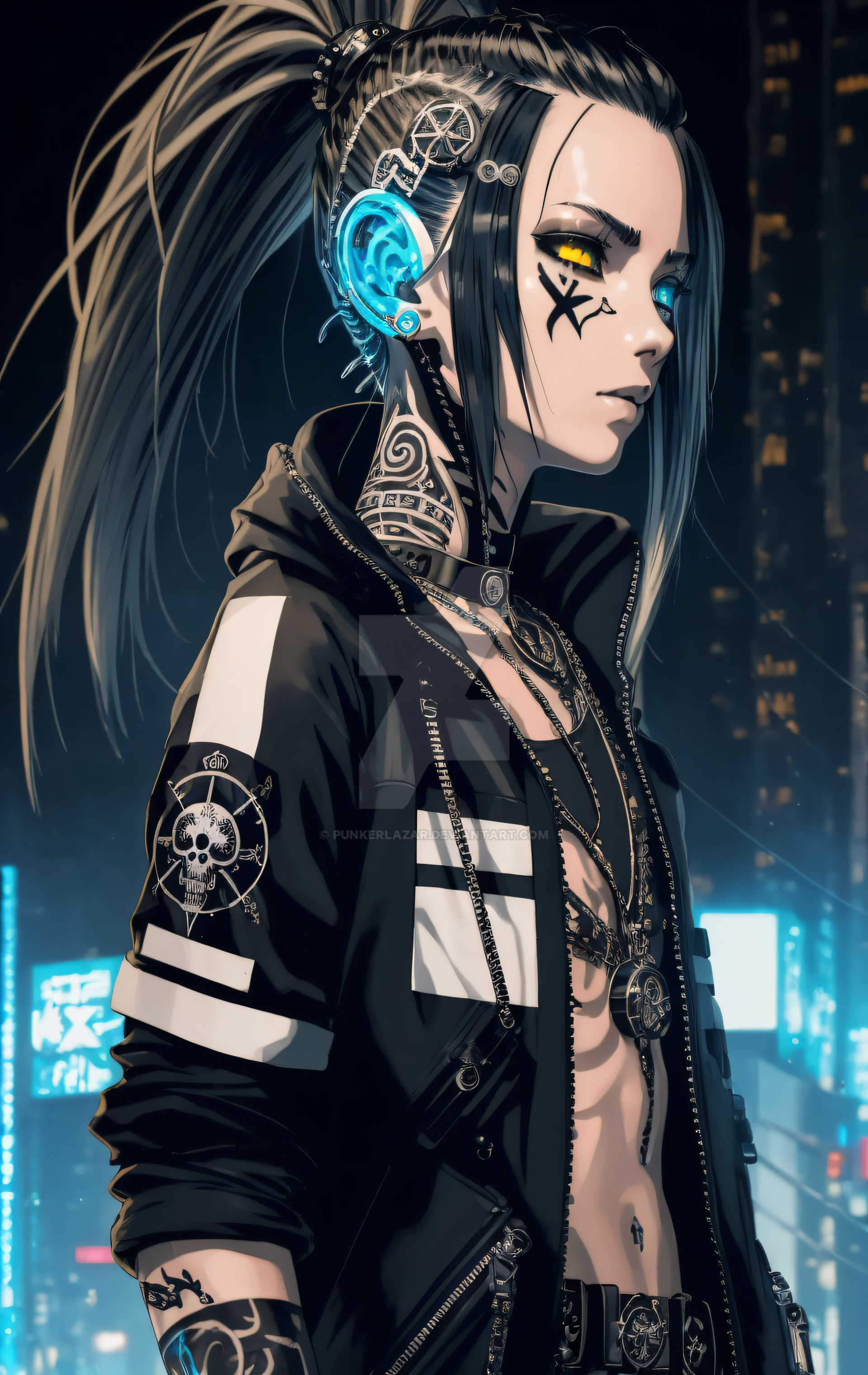 Anime-Cyberpunk-Girl-iPhone-Wallpaper-HD by 9U6ININ on DeviantArt