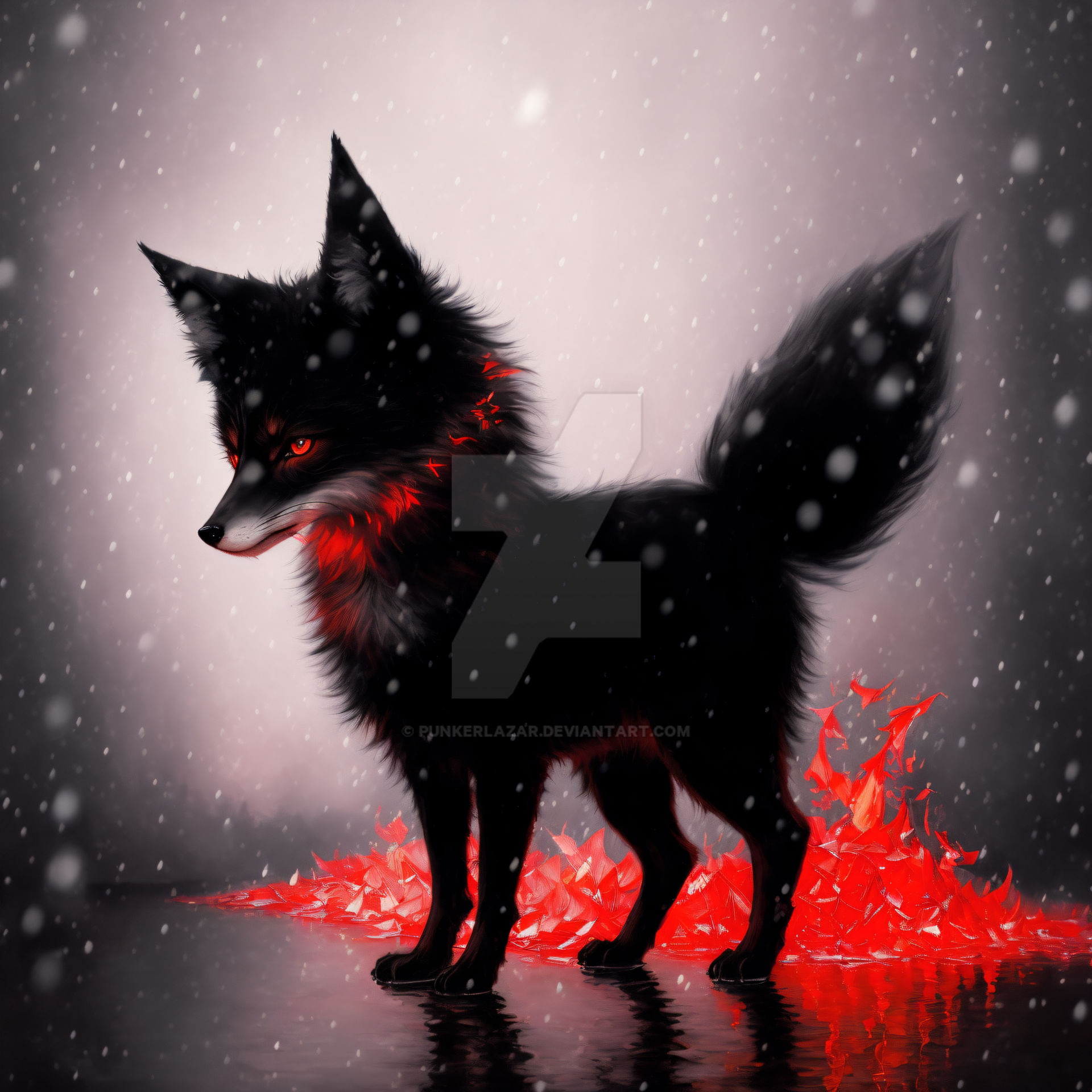 Demon Fox Roses Black fox demon artwork (1) by PunkerLazar on DeviantArt