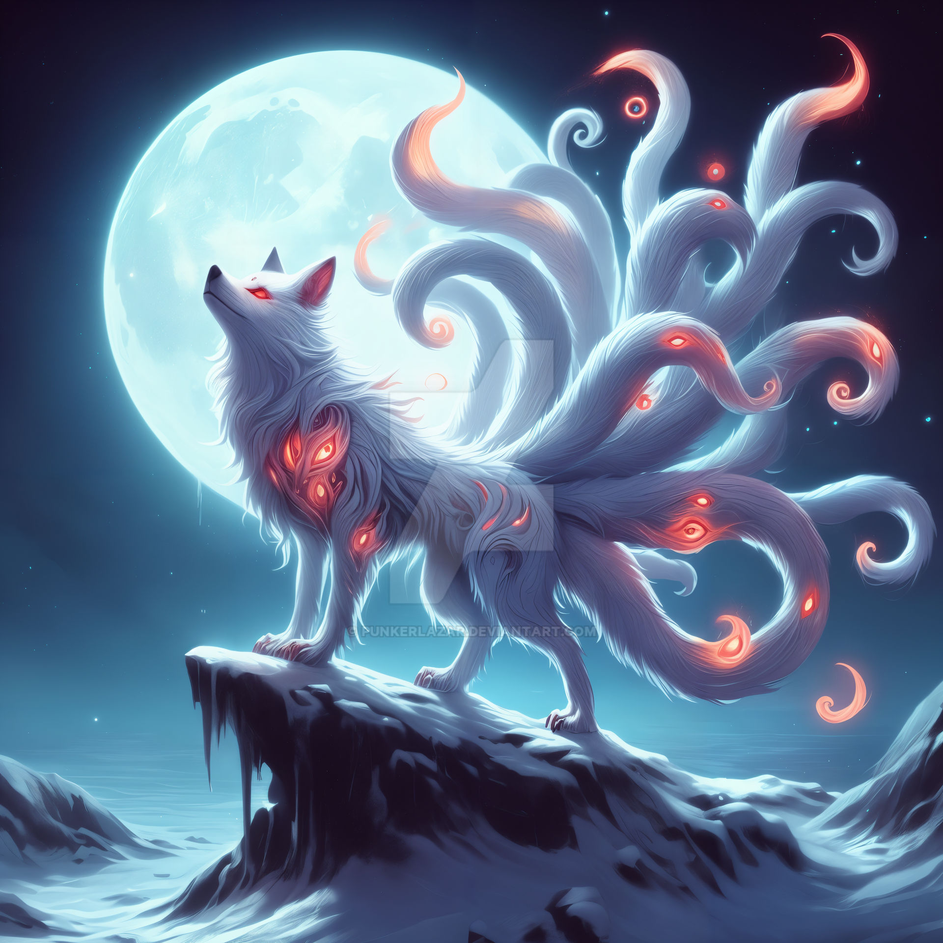 Demon Fox Roses White Fox Demon 01 (2k-4K) by PunkerLazar on DeviantArt