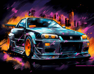 Ink Artwork Nissan Skyline 1