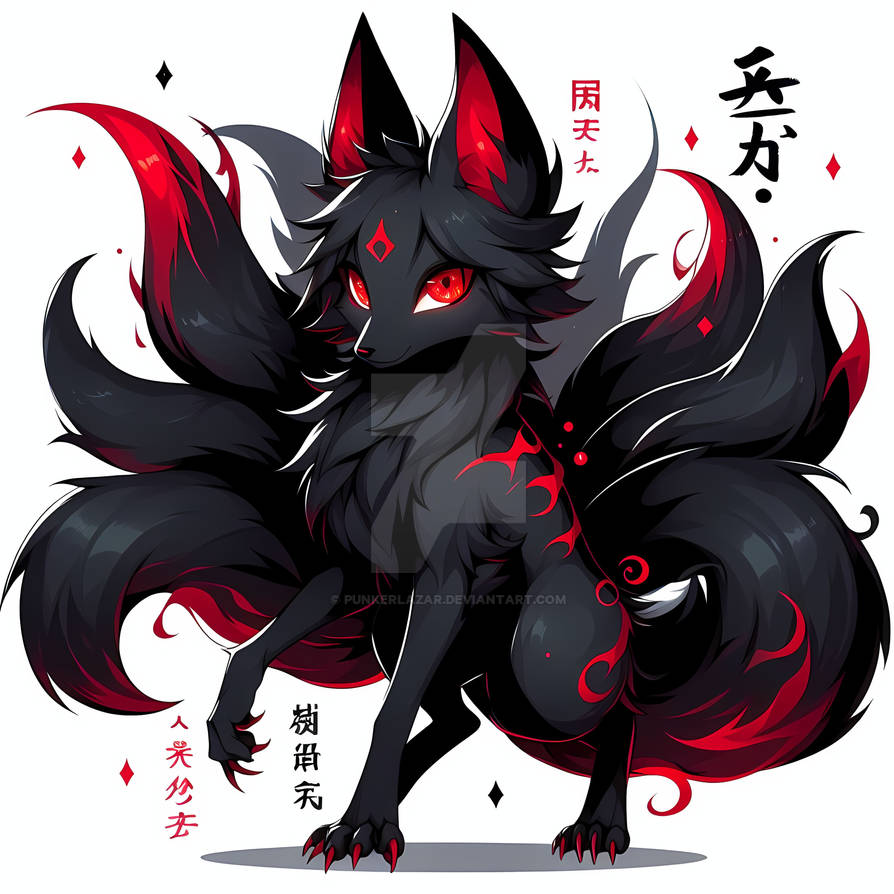 Demon Fox Roses Black Fox Demon Red (2) by PunkerLazar on DeviantArt