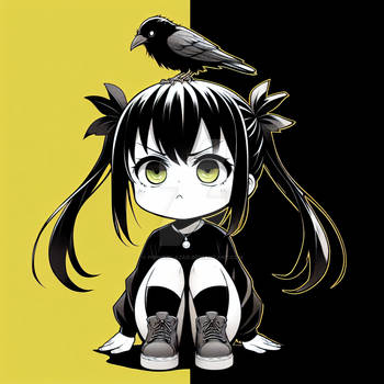 Cute girl and crow (9)
