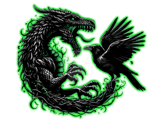 Black Dragon And Crow Design 8K (1)