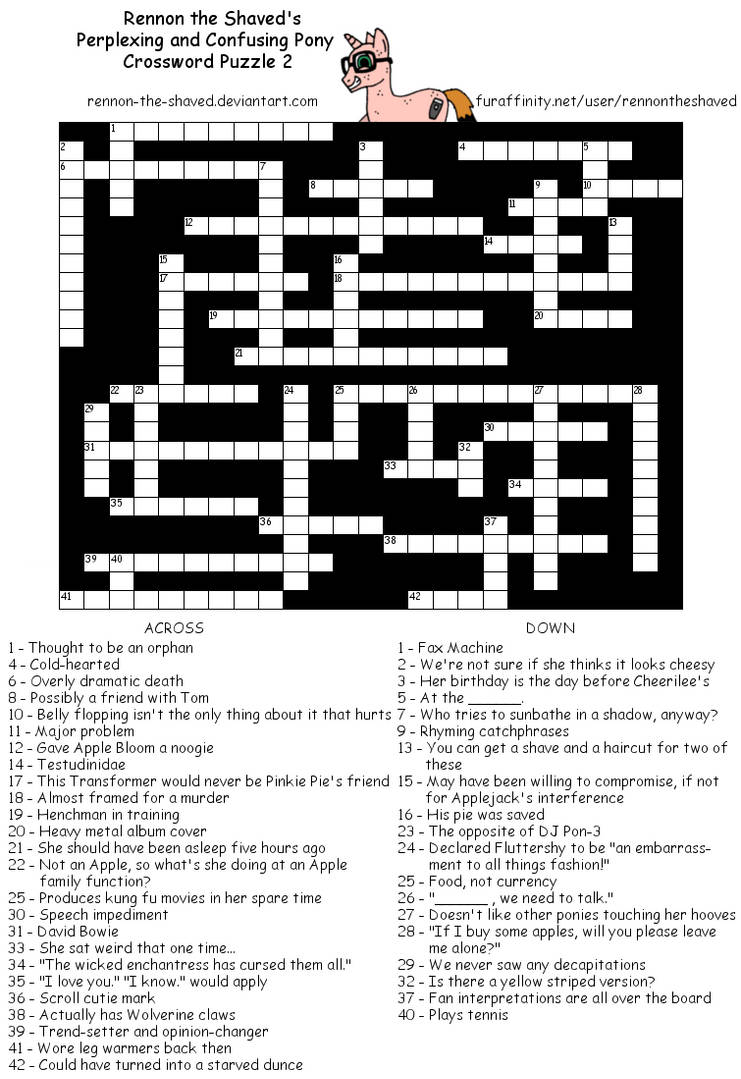 My Little Pony crossword puzzle 2 by RennontheShaved on DeviantArt