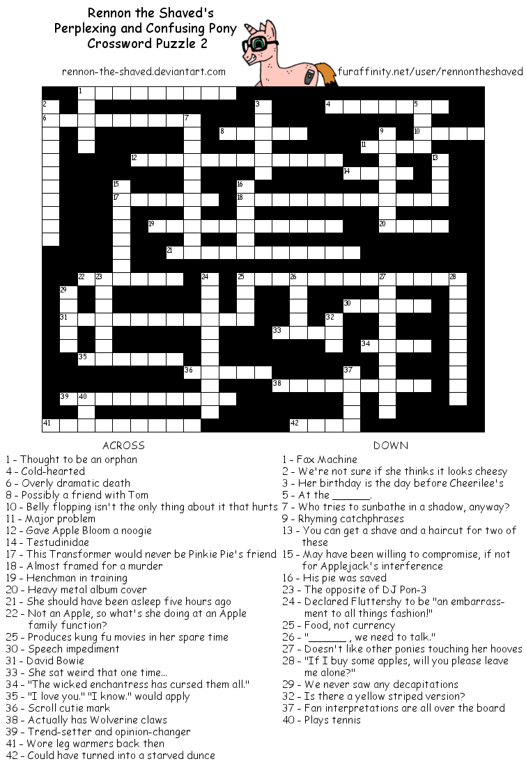 My Little Pony crossword puzzle 2 by RennontheShaved on DeviantArt