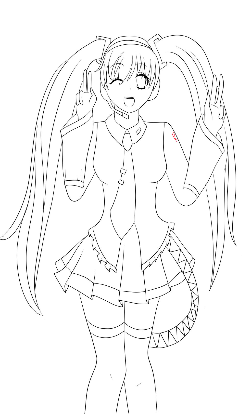 Free Hatsune Miku Line Art by Tokito-sempai on DeviantArt