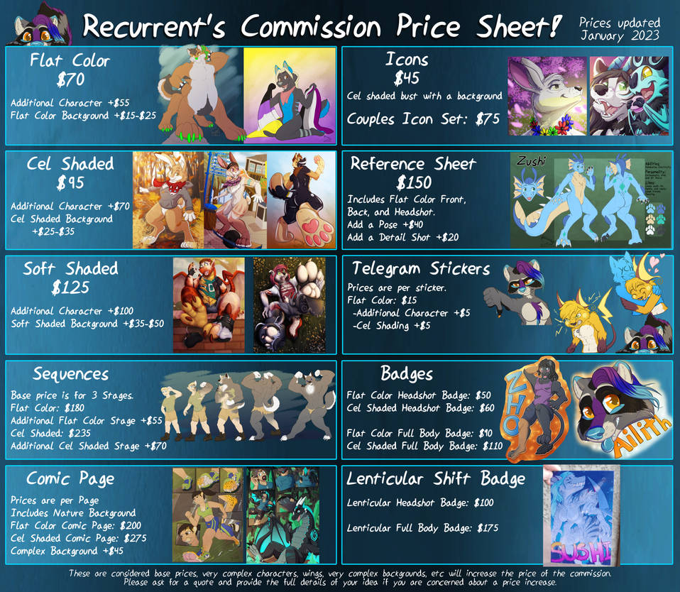 Commission Sheet - Updated January 2023