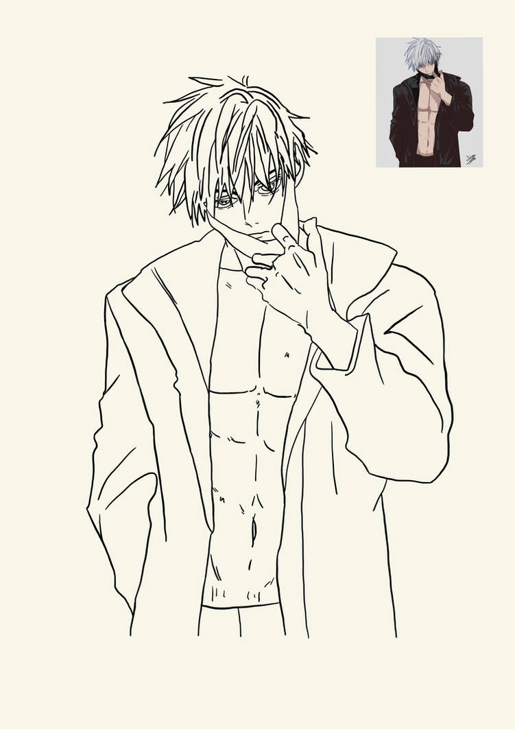 Gojo Line Satorou Gojo - Jujutsu Kaisen - Line Art by SapirAngel on DeviantArt