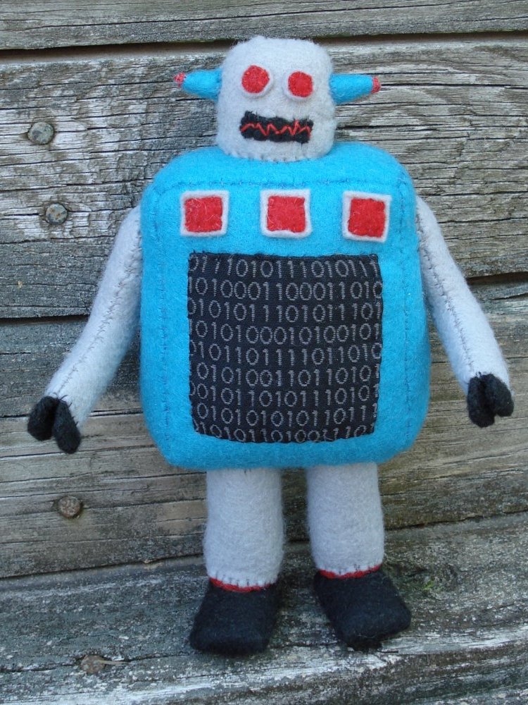 Retro bot plush, binary