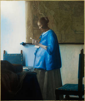 Woman in Blue, reading a Letter