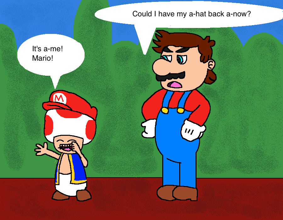 Toad Wearing Mario's Hat