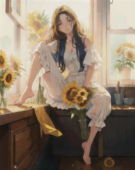 girl with sunflowers