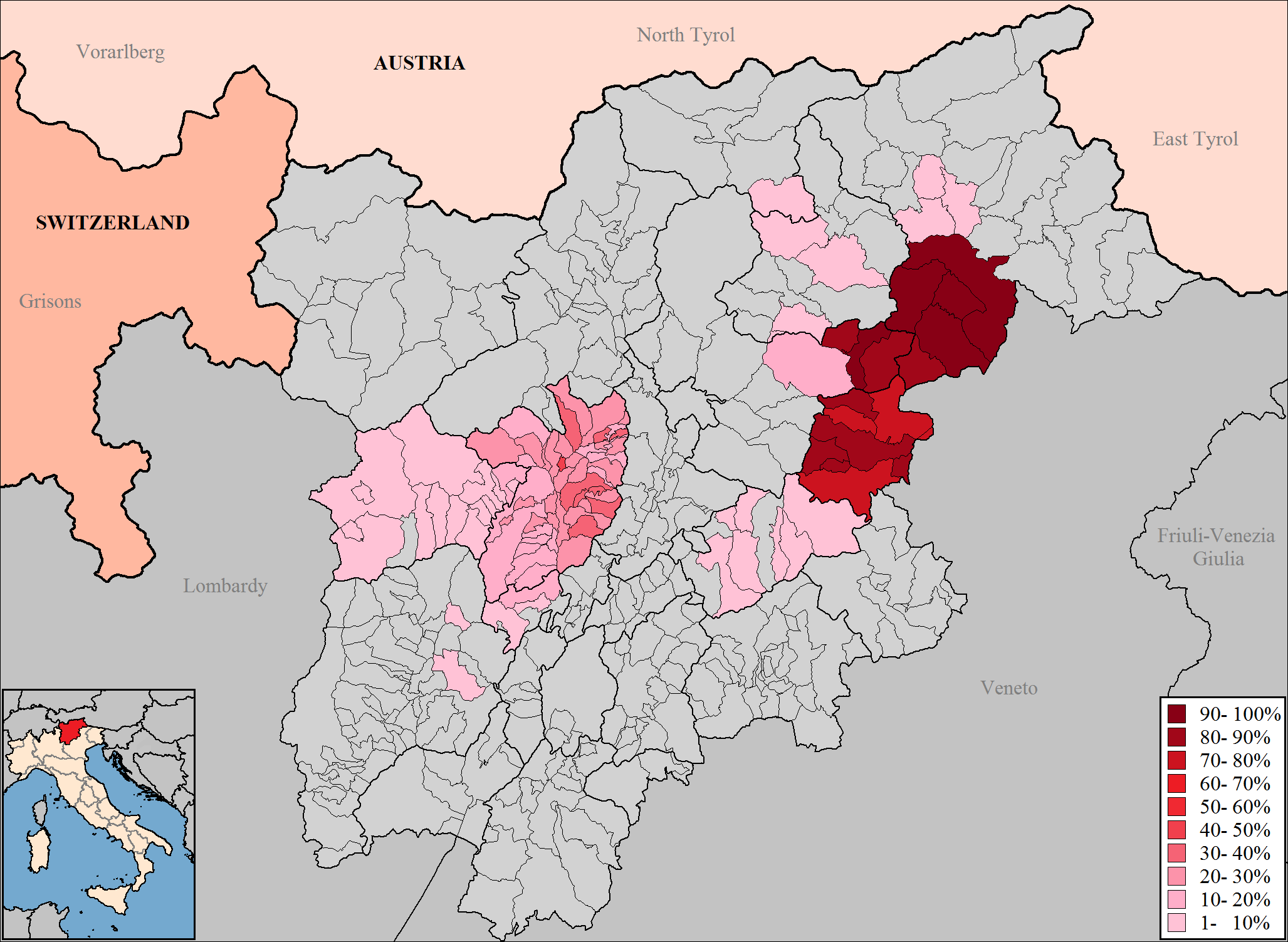 the ladin language in South Tyrol and Trentino