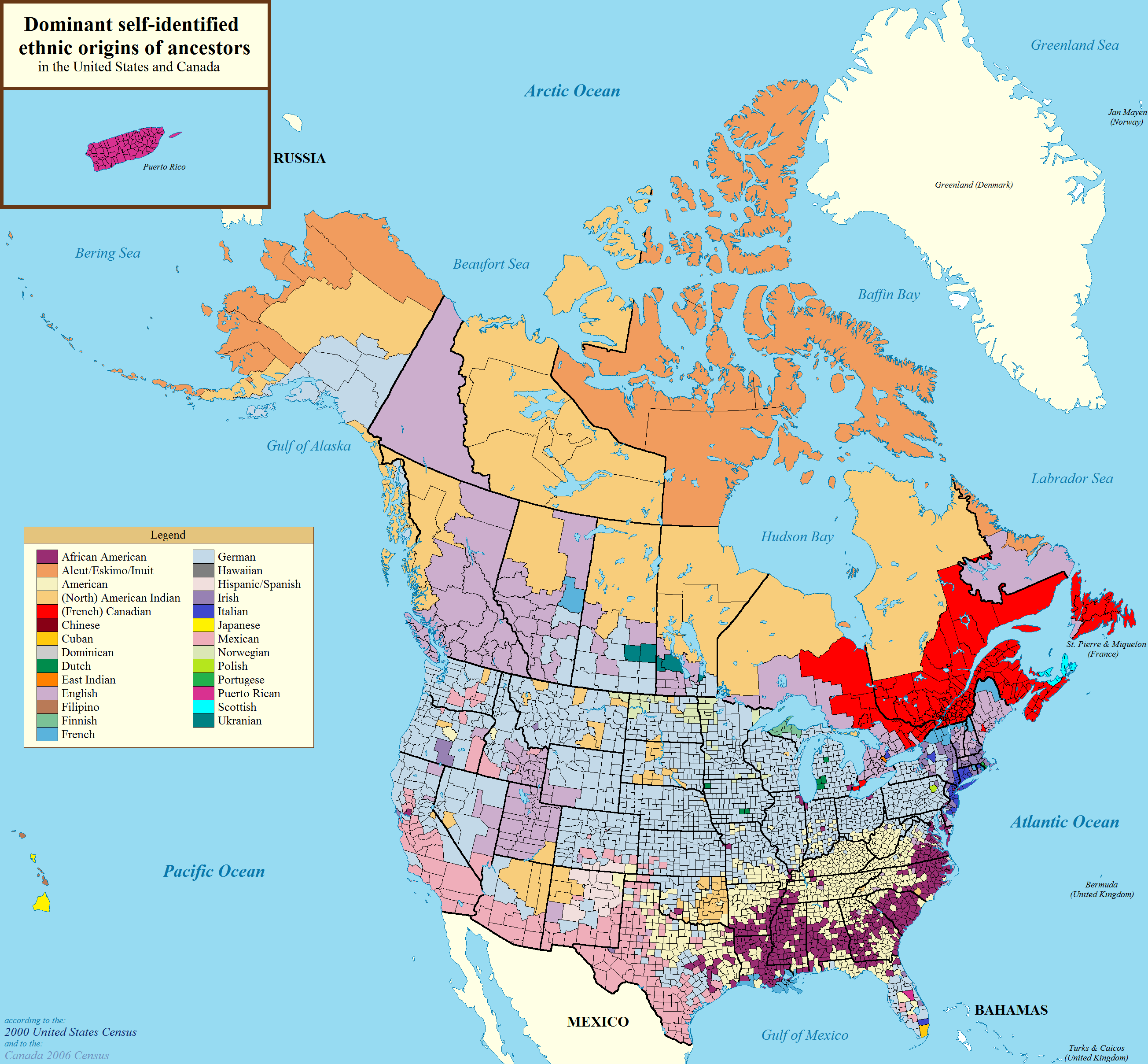 Largest ancestries in the United States and Canada