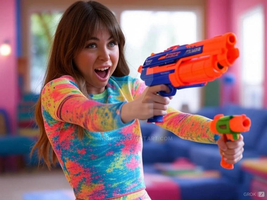 Riley Using Gun Riley Reid holding a Nerf gun. by Nioh30 on DeviantArt