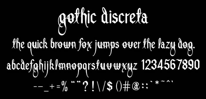 Font design - gothic discreta