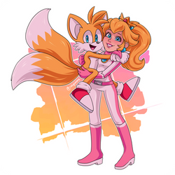 .::Commission::. Tails and Princess Peach