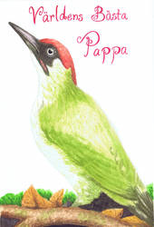 World's Best Dad card - European Green Woodpecker