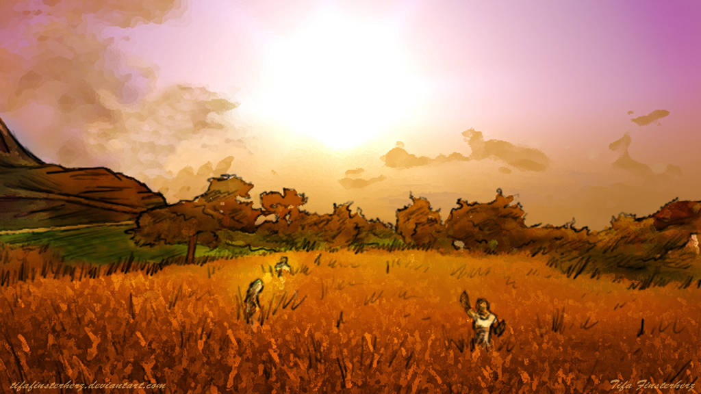 Field at nightfall wallpaper by TifaFinsterherz