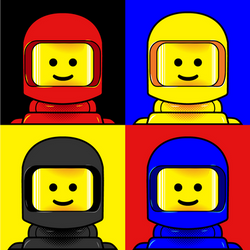 Four LEGO Spacemen Pop-Art Design