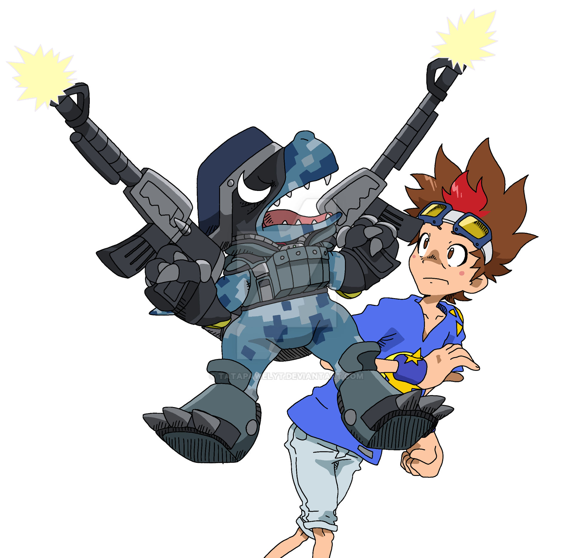 Commandramon and Tagiru by TATAPAWELYT on DeviantArt