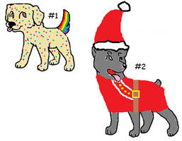 Rainbow Dog and Santa Dog