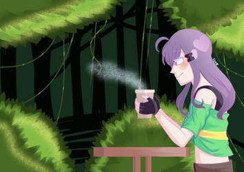 Drinking coffee(friend's OC)