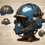 Blueprint of a steampunk helmet