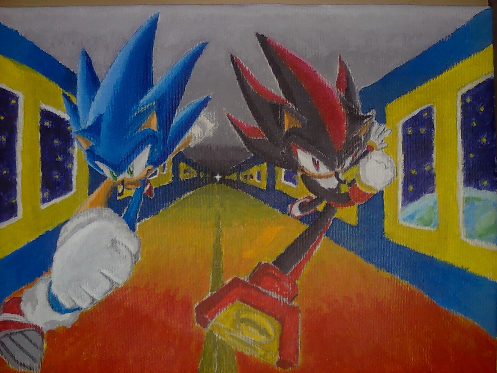 Sonic and Shadow painting