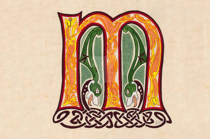 An illuminated Celtic M