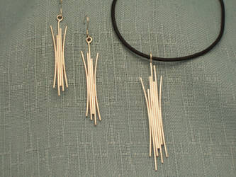 Modern stick pendant + earring