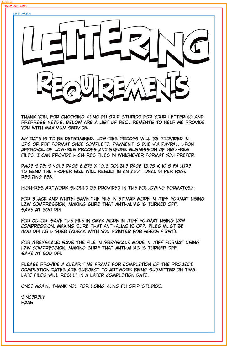 Lettering Requirements by KungFuGripStudios on DeviantArt