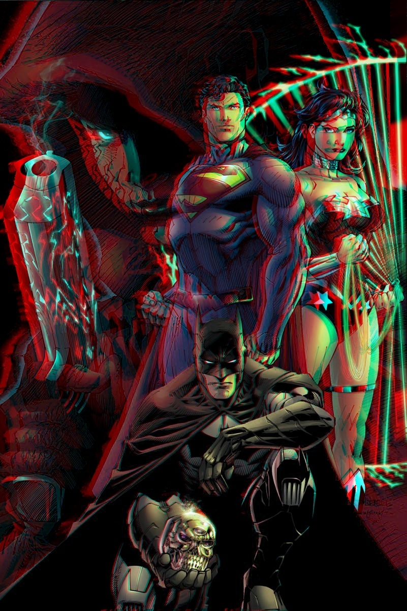 Superman, Batman and WW in 3D Anaglyph