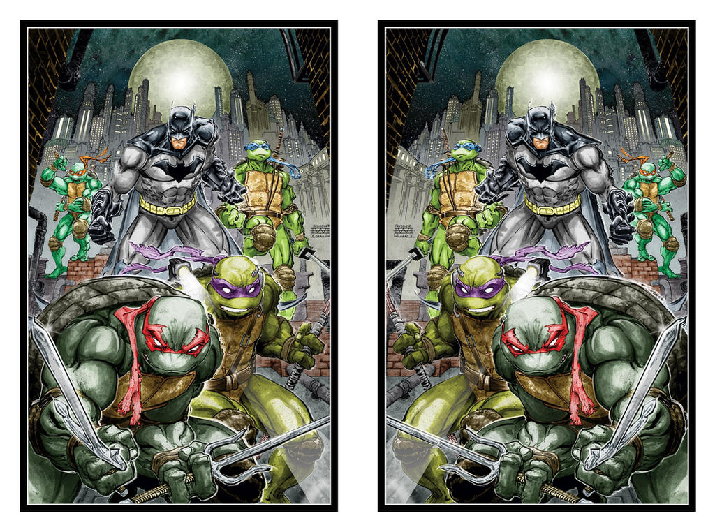 Batman and the TMNT in 3D Mirror