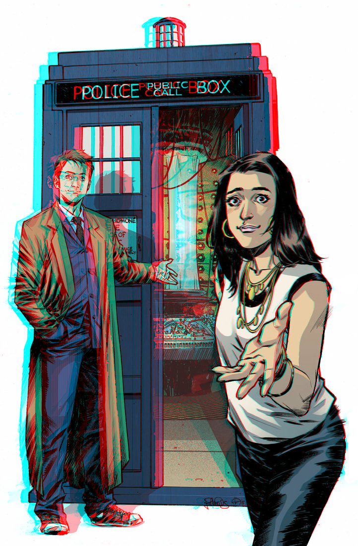 The Tenth Doctor and Gabby Gonzalez in 3D Anaglyph
