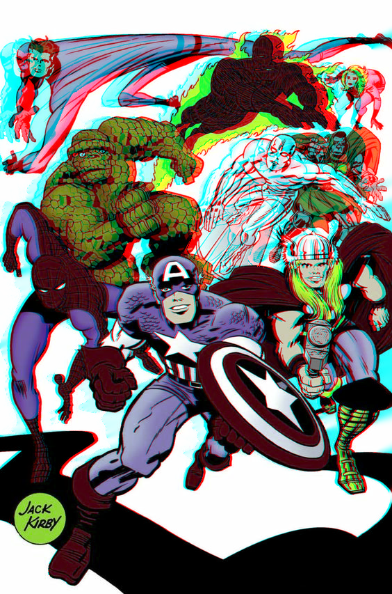 Marvel Characters by Jack Kirby in 3D Anaglyph