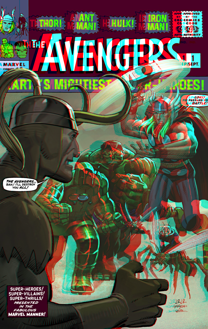 Avengers by John Romita Jr in 3d Anaglyph