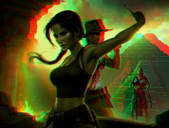 Lara Croft and Indiana Jones in 3D Anaglyph