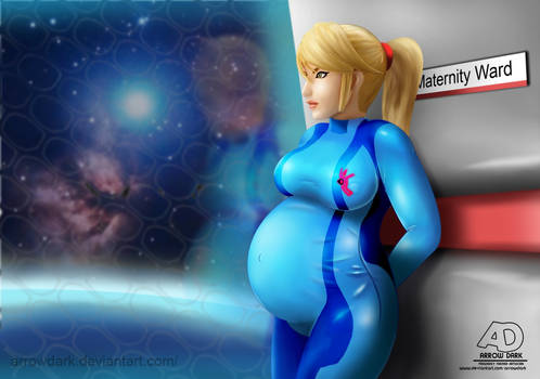 Samus Aran. Pregnant and waiting.