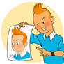 TinTin Comic with a drawing of Tintin