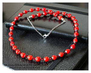 Red Coral Bead and Siam Swarovski Bead Necklcace