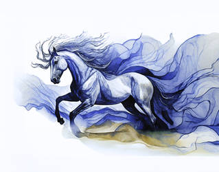 Blue Horse Galloping