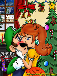 Luigi and Daisy: Mistletoe kiss