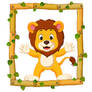 Lion on the wood frame