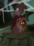 Mrs. Brisby in the owl's tree by whiskers