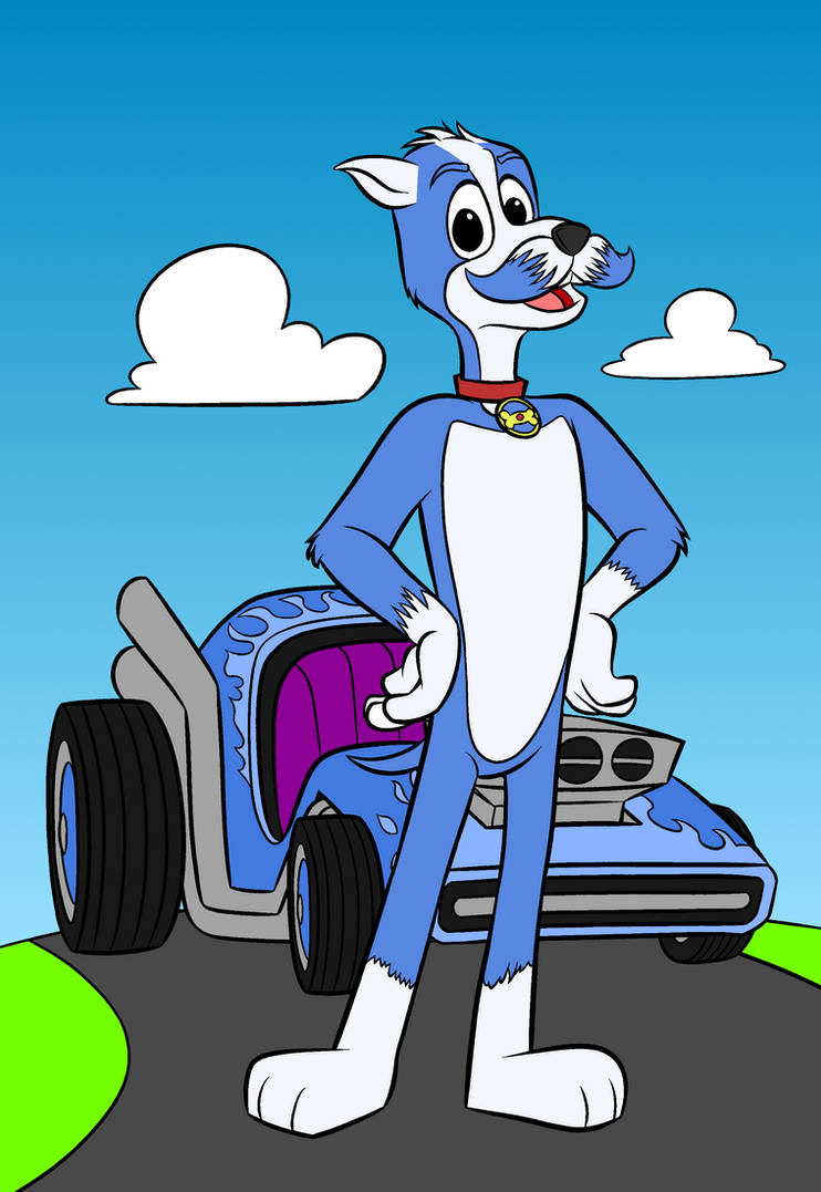 Sam Whippet and his race car (colored) by PedroTheDog2006 on DeviantArt